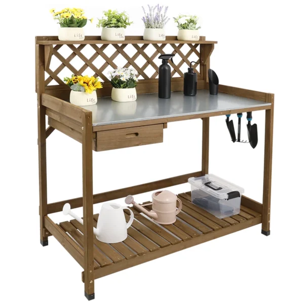 Gowoodhut GF11 Outdoor Garden Potting Bench Table,41" L Wooden Potting Table Work Bench for Horticulture
