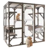 Gowoodhut PET15 Catio Cat Enclosures Outdoor Wooden Weatherproof Cat House with Multi Platforms