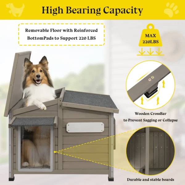 Gowoodhut PET69 Dog House Outdoor, Large Wooden Dog Kennel Indoor with Window - Image 2