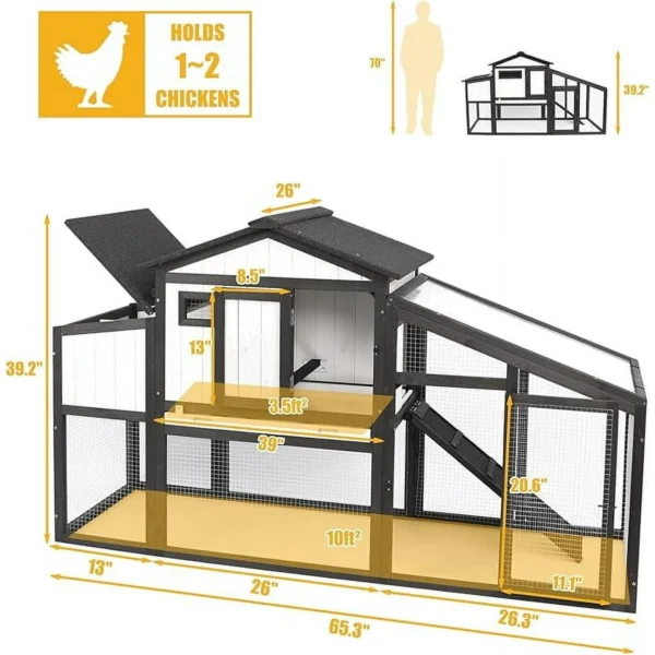 Gowoodhut PET06 Chicken Coop and Run Wooden Backyard Chicken House Rabbit Hutch - Image 2