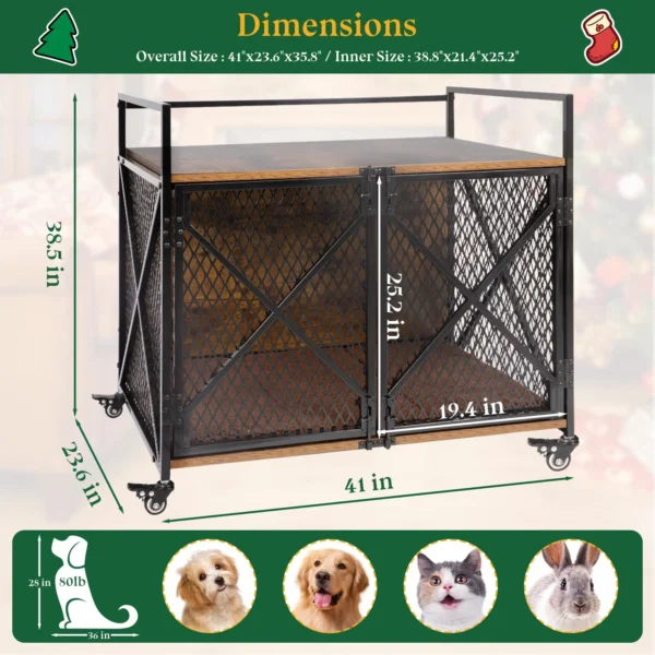 Gowoodhut PET53 Dog Crate, Wooden Dog Kennel Furniture with Cushion - Image 2