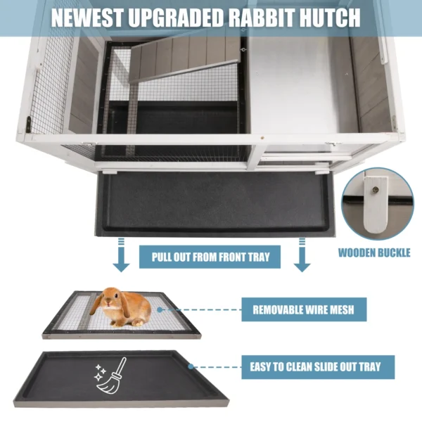Gowoodhut PET37 Elevated Rabbit Hutch Indoor Wooden Bunny House with Detachable Legs - Image 2