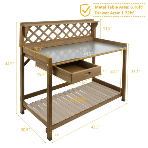 Gowoodhut GF11 Outdoor Garden Potting Bench Table,41" L Wooden Potting Table Work Bench for Horticulture - Image 2