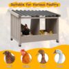 Gowoodhut PET55 Chicken Nesting Box, 2 Compartments Wooden Chicken Coop, Wall-Mounted Nesting Boxes - Image 3