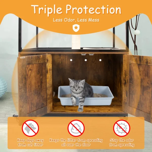 Gowoodhut PET54 Cat Tree Furniture, Cat Litter Box Enclosure Furniture with Caster - Image 3