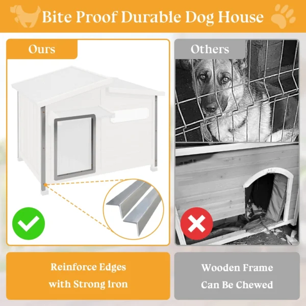 Gowoodhut PET68 Dog House Outdoor, Large Wooden Dog Kennel Indoor with Chew-Proof Iron Frame - Image 3