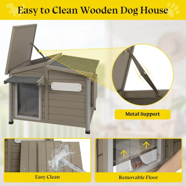 Gowoodhut PET69 Dog House Outdoor, Large Wooden Dog Kennel Indoor with Window - Image 3
