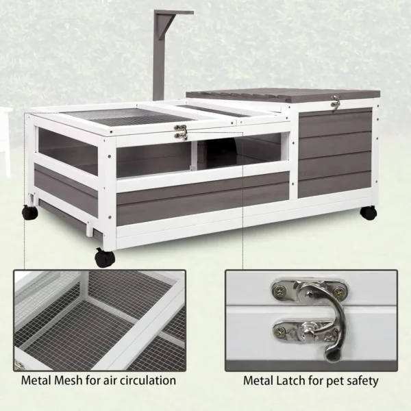 Gowoodhut TOR01 Tortoise Habitat On Wheels Large Wooden Tortoise House Outdoor Reptile Cage - Image 3