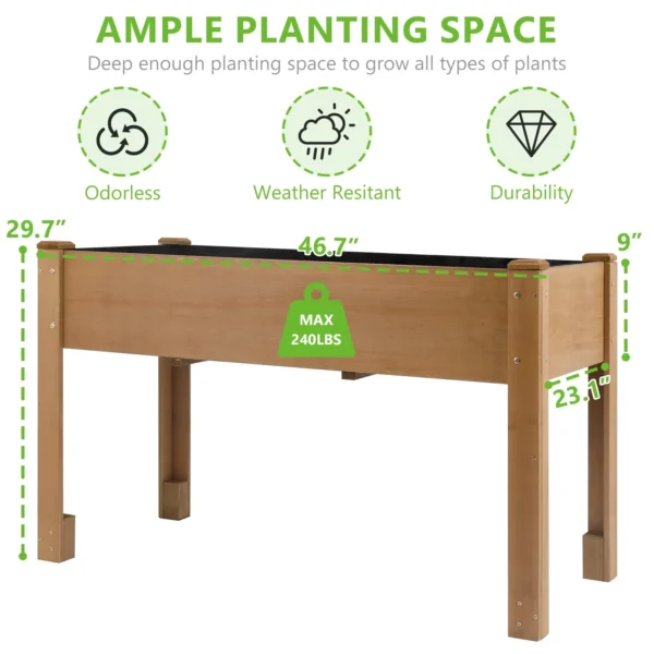 Gowoodhut GF28 Raised Garden Beds with Legs, Outdoor Wood Elevated Garden Box with L-Connection Tabs, Leg Reinforcement，Suitable for Vegetables, Flowers and Herbs, Easy to Assemble,46.7 X 23.1 X 29.7IN - Image 3