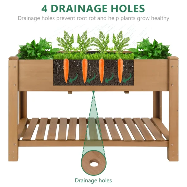 Gowoodhut GF29 Raised Garden Beds With Legs, Outdoor Wood Elevated Garden Box With L-Connection Tabs，Leg Reinforcement,Storage Shelf, 46.7 x23.1 x 29.7IN - Image 3