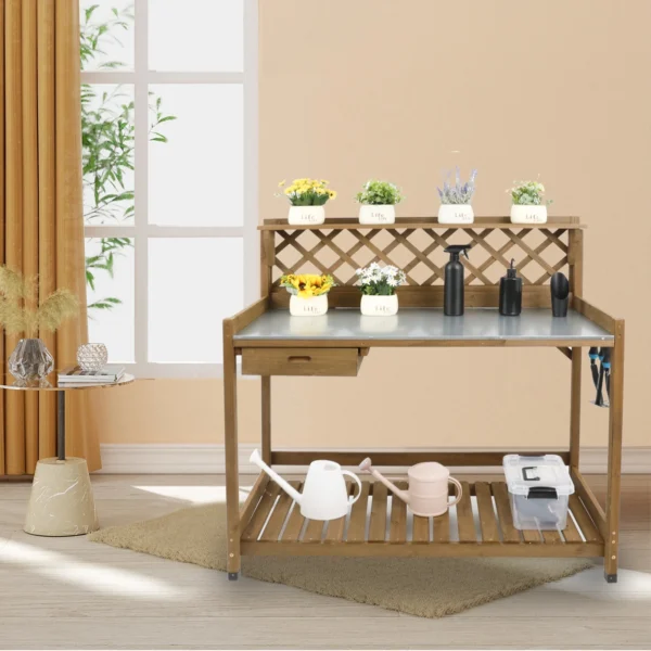 Gowoodhut GF11 Outdoor Garden Potting Bench Table,41" L Wooden Potting Table Work Bench for Horticulture - Image 3