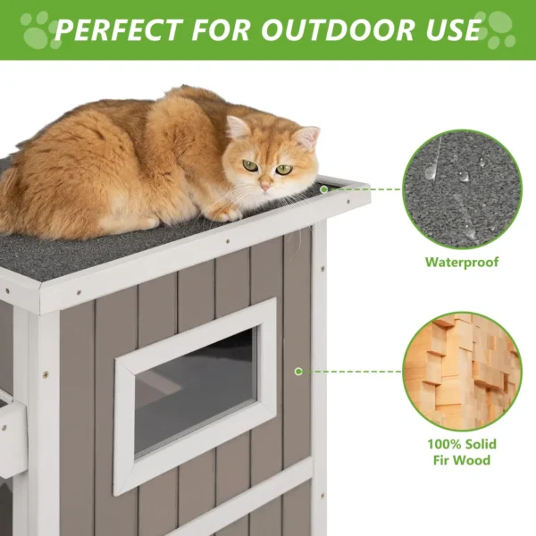 Gowoodhut PET20 Outdoor Cat House, 2-Story Feral Cat House with Escape Doors for Outside, Weatherproof - Image 4