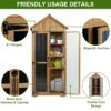 Gowoodhut GF34 Wood & Metal Outdoor Storage Shed with Waterproof Roof, Garden Tool Shed with 6 T-Hinge, 4 Reinforced feet with Metal Brackets and 6 Adjustable feet - Image 4