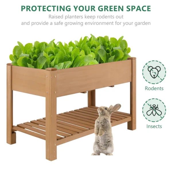Gowoodhut GF29 Raised Garden Beds With Legs, Outdoor Wood Elevated Garden Box With L-Connection Tabs，Leg Reinforcement,Storage Shelf, 46.7 x23.1 x 29.7IN - Image 4