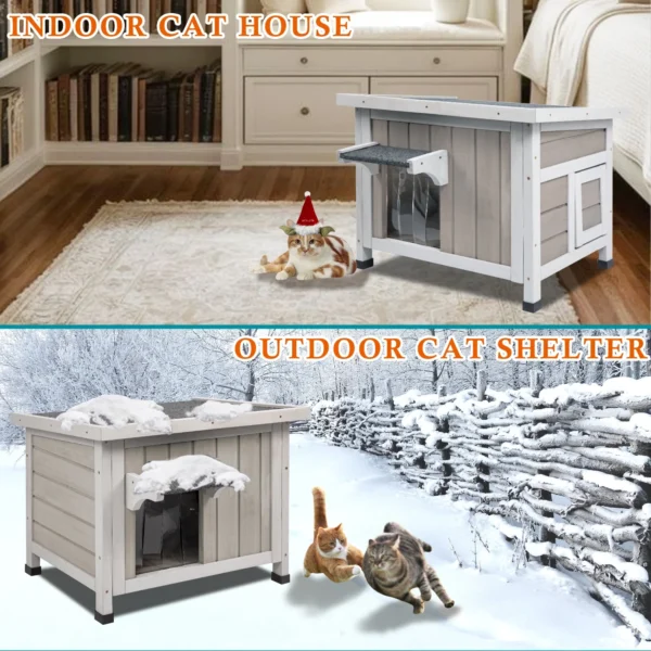 Gowoodhut PET18 Outdoor Cat House Wood Cat Shelter with Insulated Liner - Image 5