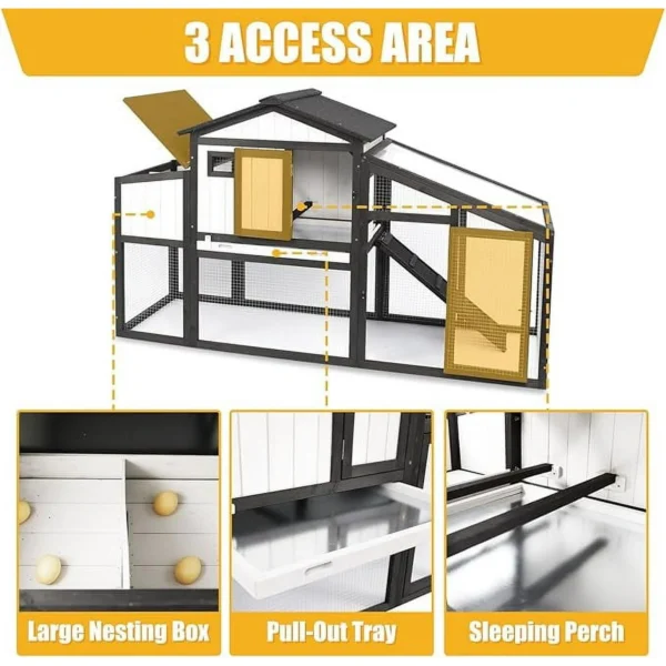 Gowoodhut PET06 Chicken Coop and Run Wooden Backyard Chicken House Rabbit Hutch - Image 5