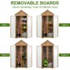 Gowoodhut GF34 Wood & Metal Outdoor Storage Shed with Waterproof Roof, Garden Tool Shed with 6 T-Hinge, 4 Reinforced feet with Metal Brackets and 6 Adjustable feet - Image 5