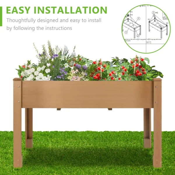 Gowoodhut GF28 Raised Garden Beds with Legs, Outdoor Wood Elevated Garden Box with L-Connection Tabs, Leg Reinforcement，Suitable for Vegetables, Flowers and Herbs, Easy to Assemble,46.7 X 23.1 X 29.7IN - Image 5