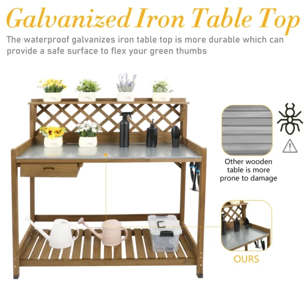 Gowoodhut GF11 Outdoor Garden Potting Bench Table,41" L Wooden Potting Table Work Bench for Horticulture - Image 5