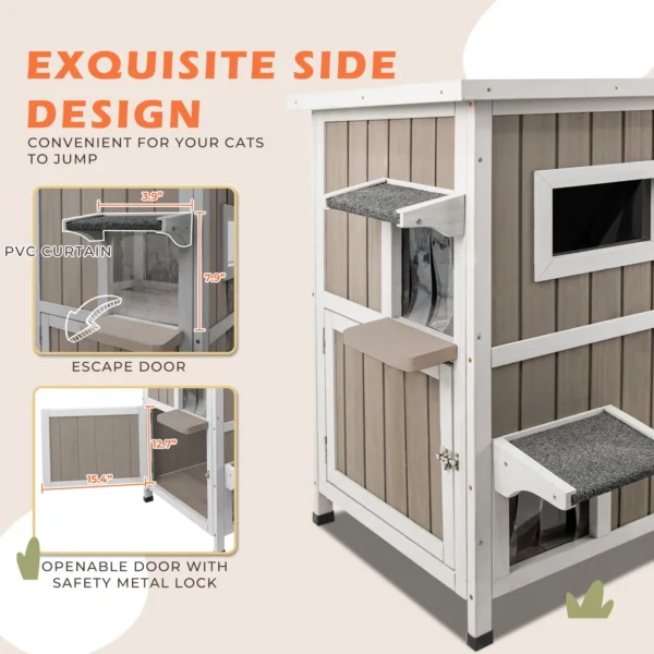 Gowoodhut PET19 Outdoor Cat House Weatherproof, Wooden Cat Shelter House - Image 6