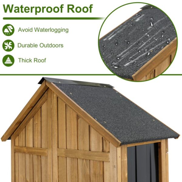Gowoodhut GF34 Wood & Metal Outdoor Storage Shed with Waterproof Roof, Garden Tool Shed with 6 T-Hinge, 4 Reinforced feet with Metal Brackets and 6 Adjustable feet - Image 6