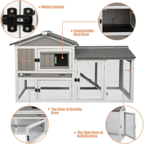 Gowoodhut PET35 Rabbit Hutch Indoor Outdoor 57 "L Bunny Hutch with Pull Out Tray - Image 6