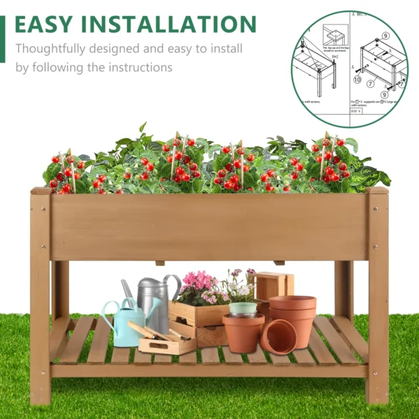 Gowoodhut GF29 Raised Garden Beds With Legs, Outdoor Wood Elevated Garden Box With L-Connection Tabs，Leg Reinforcement,Storage Shelf, 46.7 x23.1 x 29.7IN - Image 6