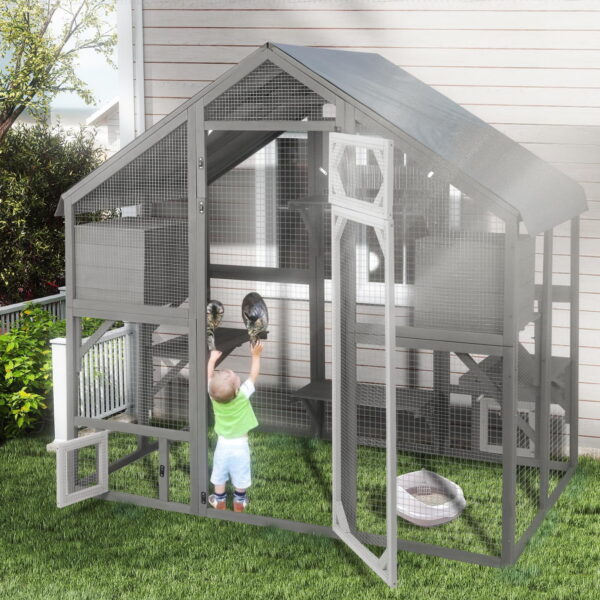 Gowoodhut PET03 Catio Outdoor Cat Enclosure for Multiple Cats Wooden Walk in Cats Shelter Kitty Enclosure - Image 6
