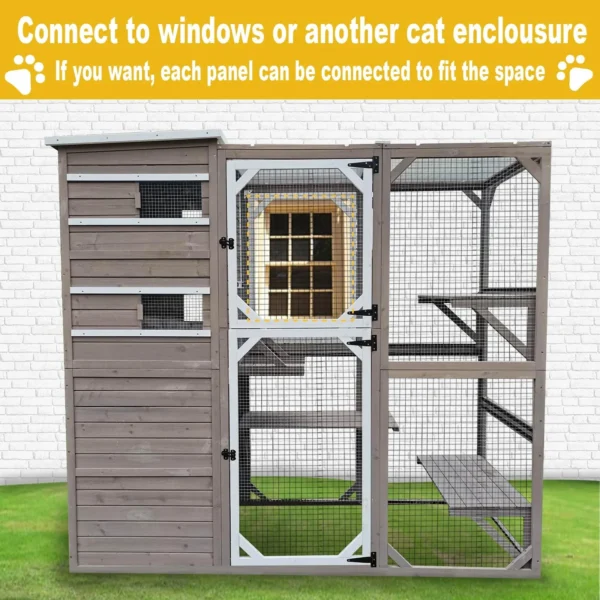 Gowoodhut CAT17 Catio Cat Enclosures Outdoor Wooden Weatherproof Cat House, Indoor Compatible - Image 6