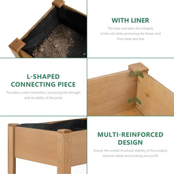 Gowoodhut GF29 Raised Garden Beds With Legs, Outdoor Wood Elevated Garden Box With L-Connection Tabs，Leg Reinforcement,Storage Shelf, 46.7 x23.1 x 29.7IN - Image 7