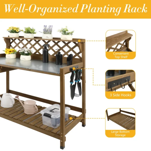 Gowoodhut GF11 Outdoor Garden Potting Bench Table,41" L Wooden Potting Table Work Bench for Horticulture - Image 7