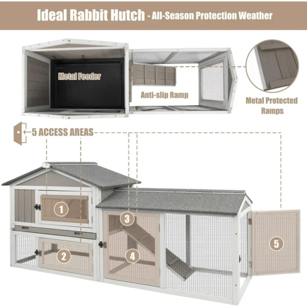Gowoodhut PET35 Rabbit Hutch Indoor Outdoor 57 "L Bunny Hutch with Pull Out Tray - Image 8