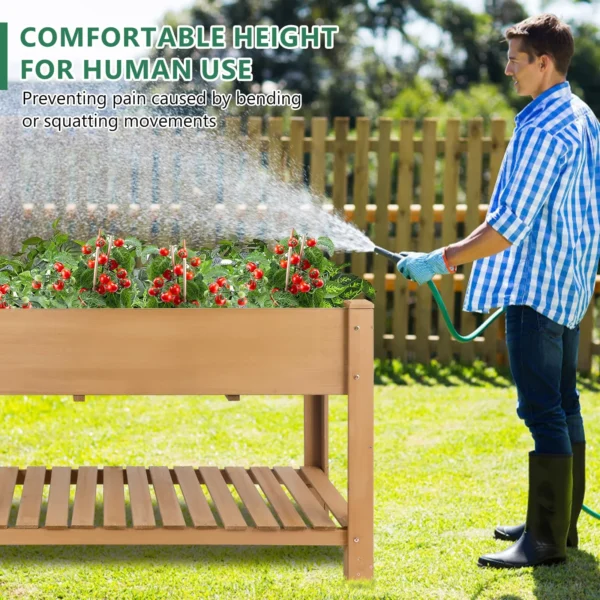 Gowoodhut GF29 Raised Garden Beds With Legs, Outdoor Wood Elevated Garden Box With L-Connection Tabs，Leg Reinforcement,Storage Shelf, 46.7 x23.1 x 29.7IN - Image 8
