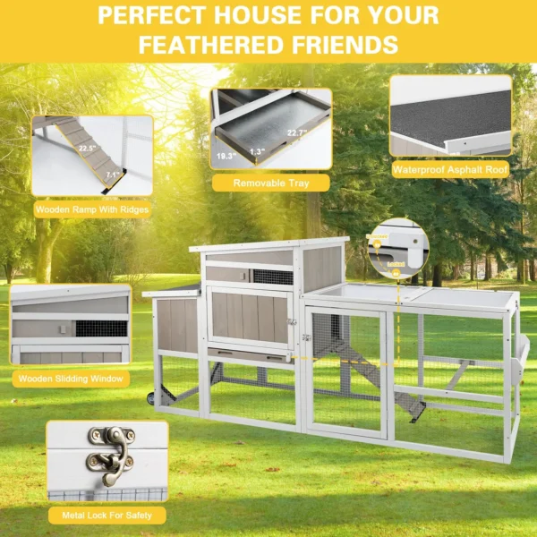 Gowoodhut PET23W Chicken Coop Mobile Wooden Hen House with Nesting Box - Image 2