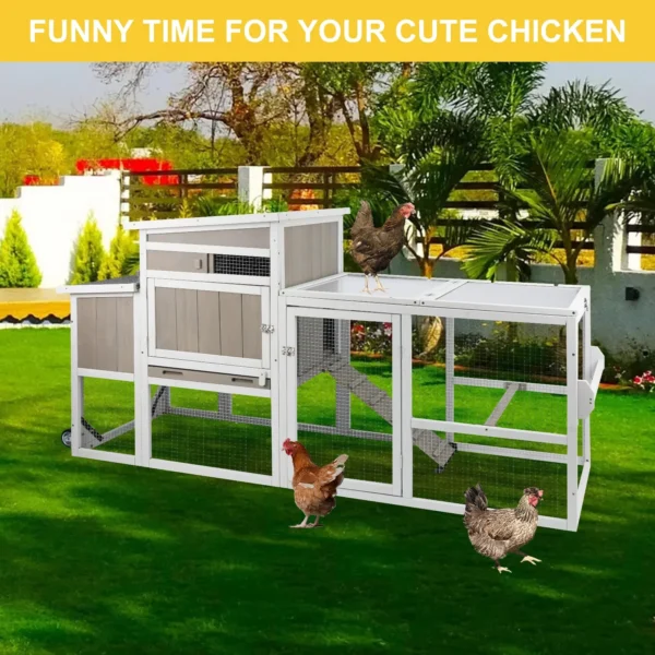 Gowoodhut PET23W Chicken Coop Mobile Wooden Hen House with Nesting Box - Image 4