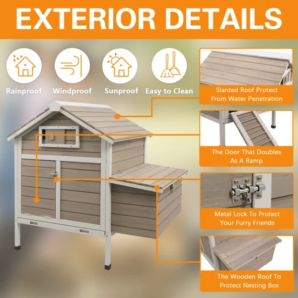 Gowoodhut PET26 Chicken Coop Chicken House Outdoor with Removable Trays - Image 2