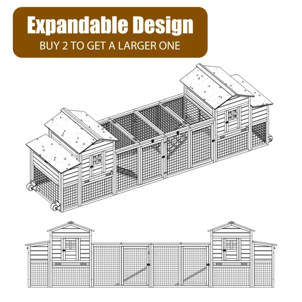 Gowoodhut PET21W Wooden Chicken Coop Rabbit Cage with Nesting Box - Image 5