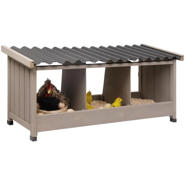 Gowoodhut PET56 Chicken Nesting Box, 3 Compartments Wooden Chicken Coop