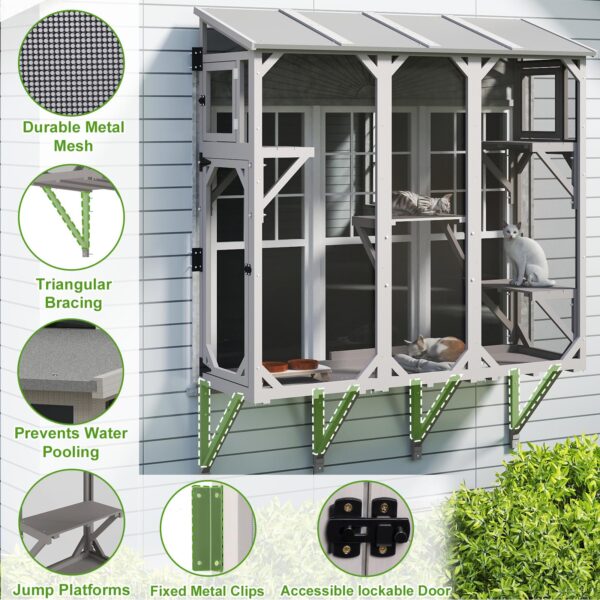 Gowoodhut PET08 Cat Window Box,Wooden Window Catio for Indoor Cats - Image 4